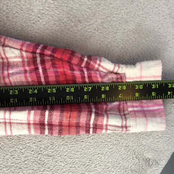 Vintage American Eagle Women's Cropped Shirt Medium Pink Plaid Long Sleeve Crop - Picture 8 of 10